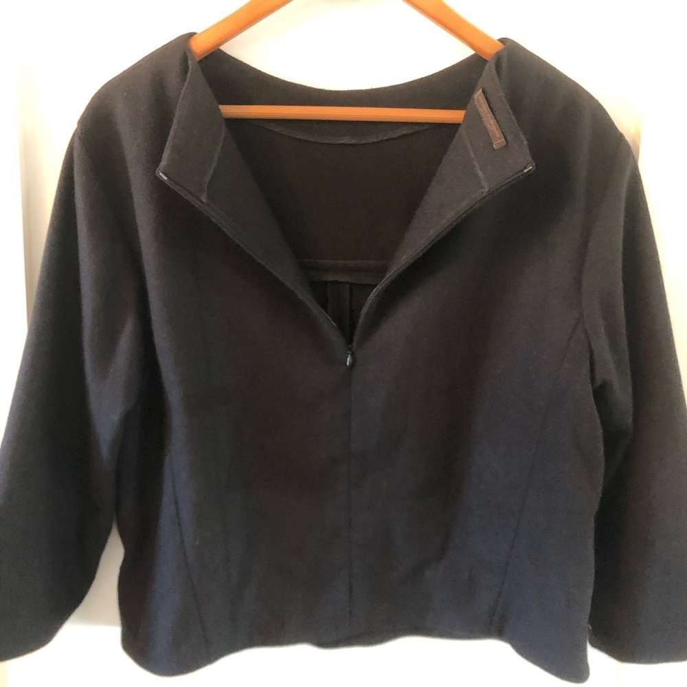 Narciso Rodriguez Black Wool Top Women's Boxy Boatneck 3/4 Sleeves Back Zipper - Picture 10 of 15